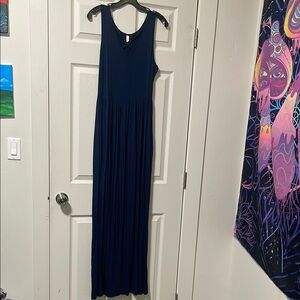 Navy Blue Sleeveless Maxi Dress